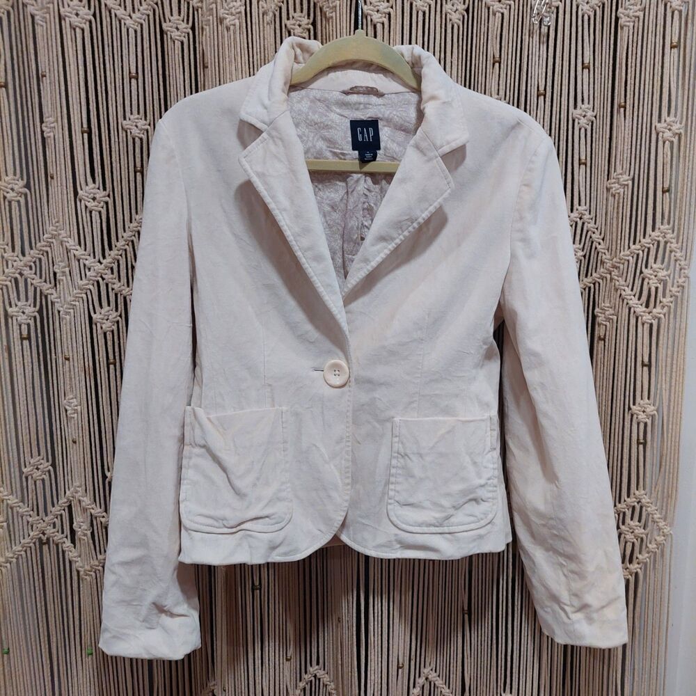 Gap Single Button White Velvet Blazer Size 4 Women’s